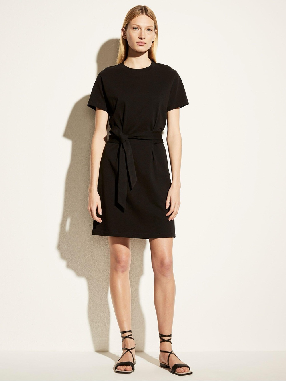 NEW! Vince Short Sleeve Tie Waist Dress Black Size XS